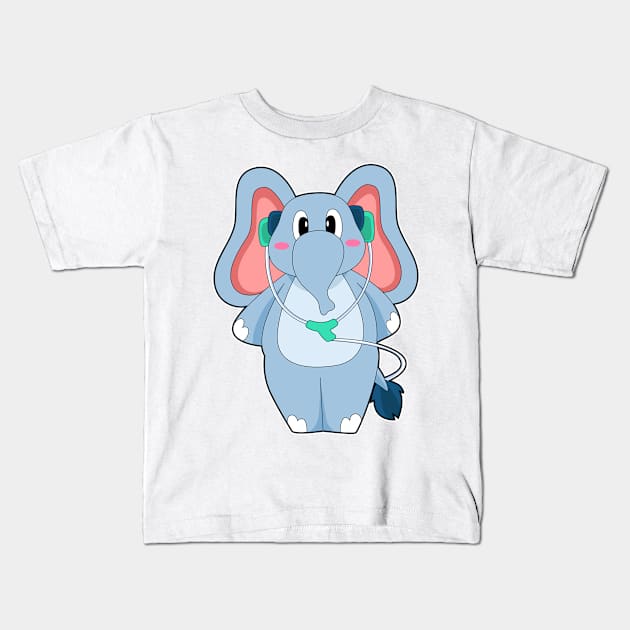 Elephant Headphone Music Kids T-Shirt by Markus Schnabel